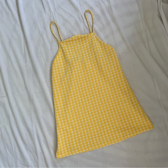 ZARA YELLOW GINGHAM MINI DRESS - Picture 9 of 12